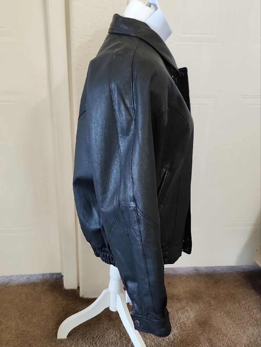 Pierre Cardin Black Leather Bomber Jacket
